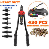 430Pcs  Rivnut Rivet Nut  Riveter Nutsert Gun Tool Kit